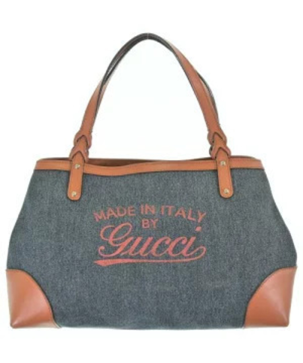 Gucci Tote Bag Navy Blue x Brown